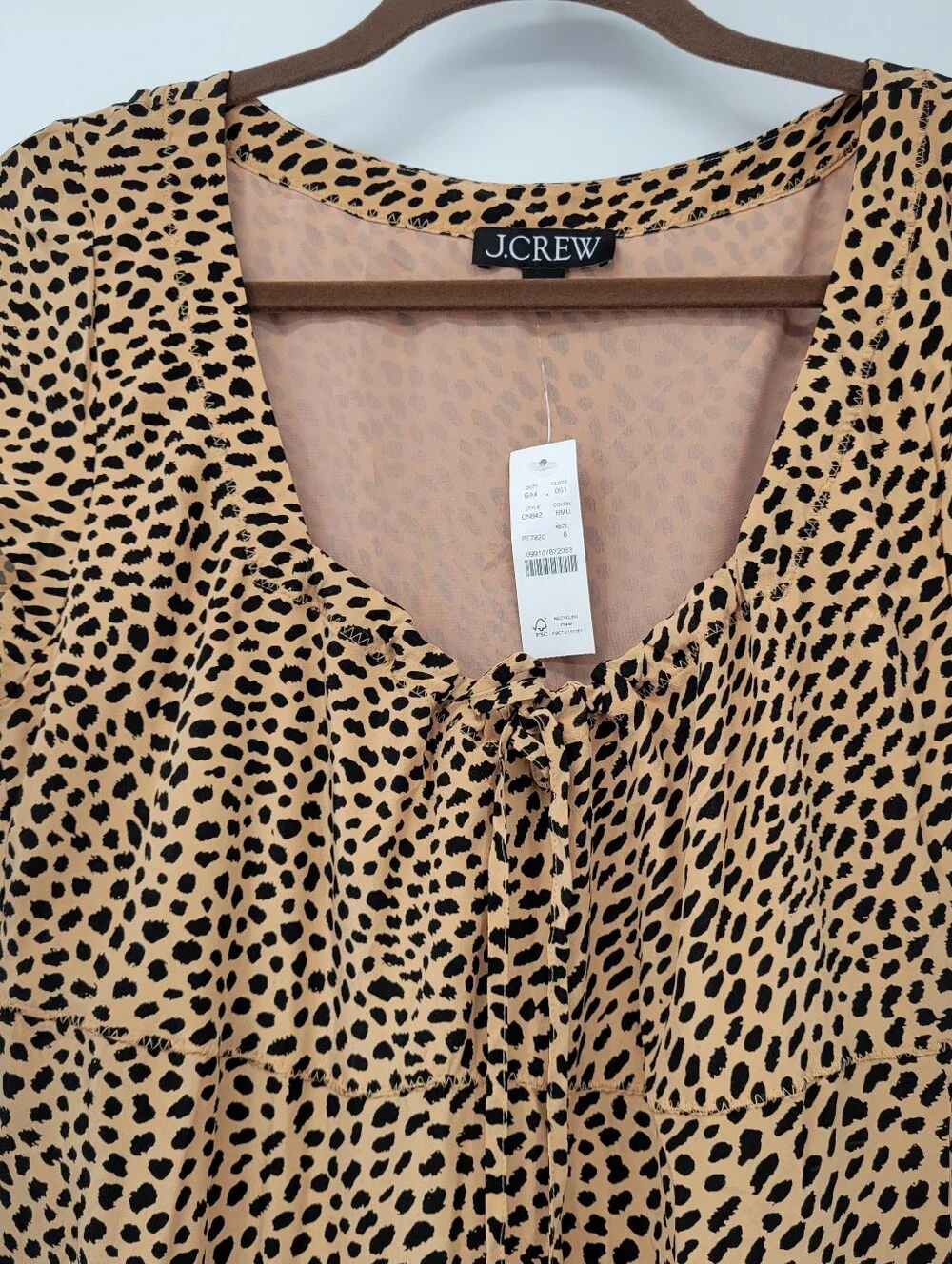 J Crew Squareneck slip dress in spot print CN842 Size 8 NWT